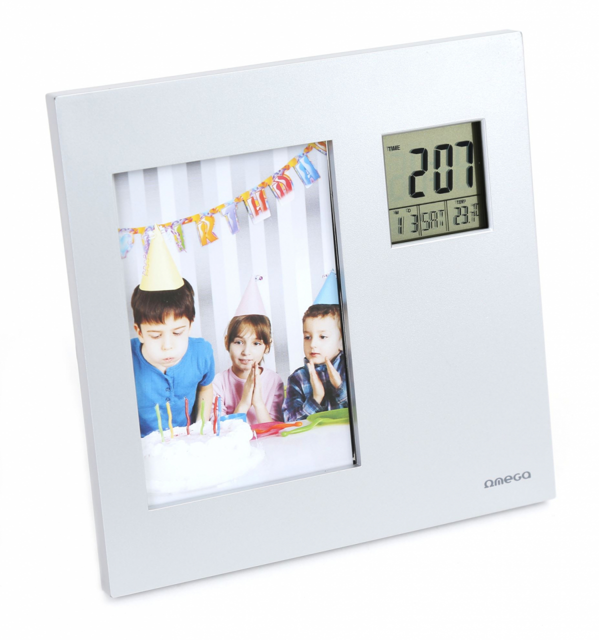 Statie meteo Omega 542363 , cu ceas digital,alarma si rama foto , gri [5]