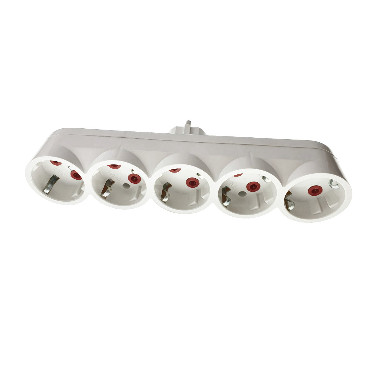 Stecher cu 5 prize tip schuko cu impamantare, 16A 250V, alb [4]