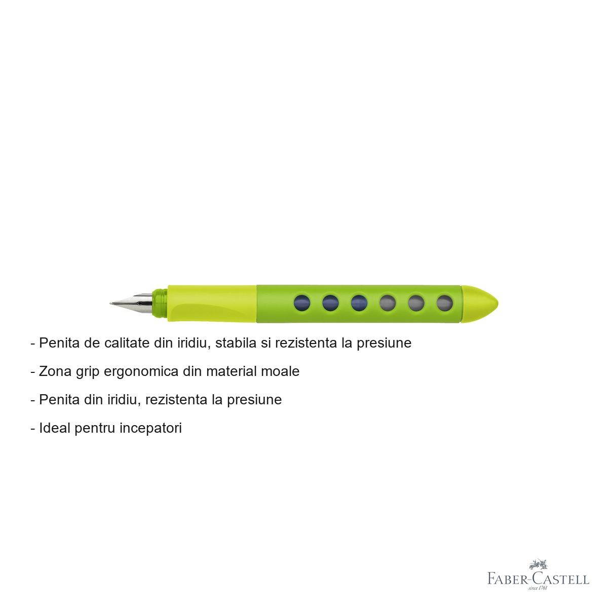 Stilou scolar Faber-Castell Scribolino Vernil pentru stangaci, penita iridiu, ideal pentru incepatori [4]