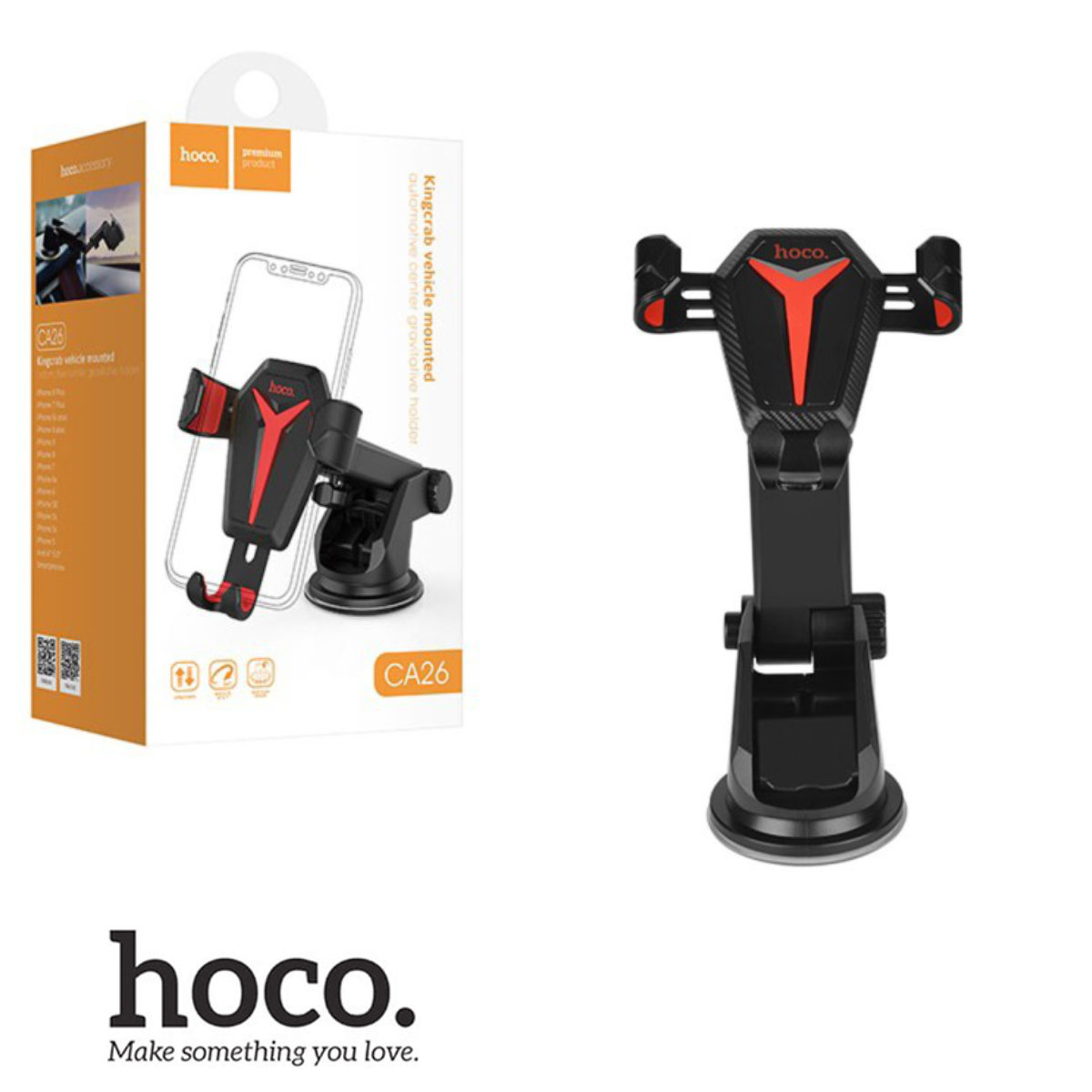 Suport auto telefon, Hoco CA26 Kingcrab, cu ventuza de fixare la baza si brat telescopic reglabil [6]
