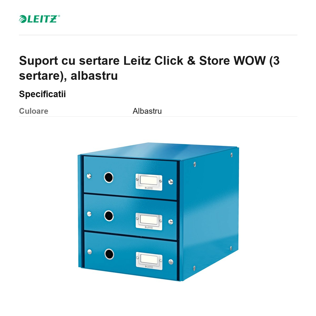 Suport cu sertare Leitz Click & Store WOW (3 sertare), albastru [3]