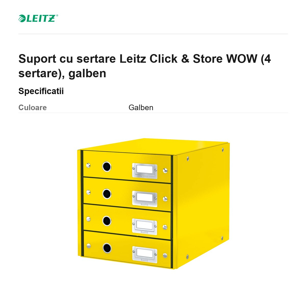 Suport cu sertare Leitz Click & Store WOW (4 sertare), galben [3]