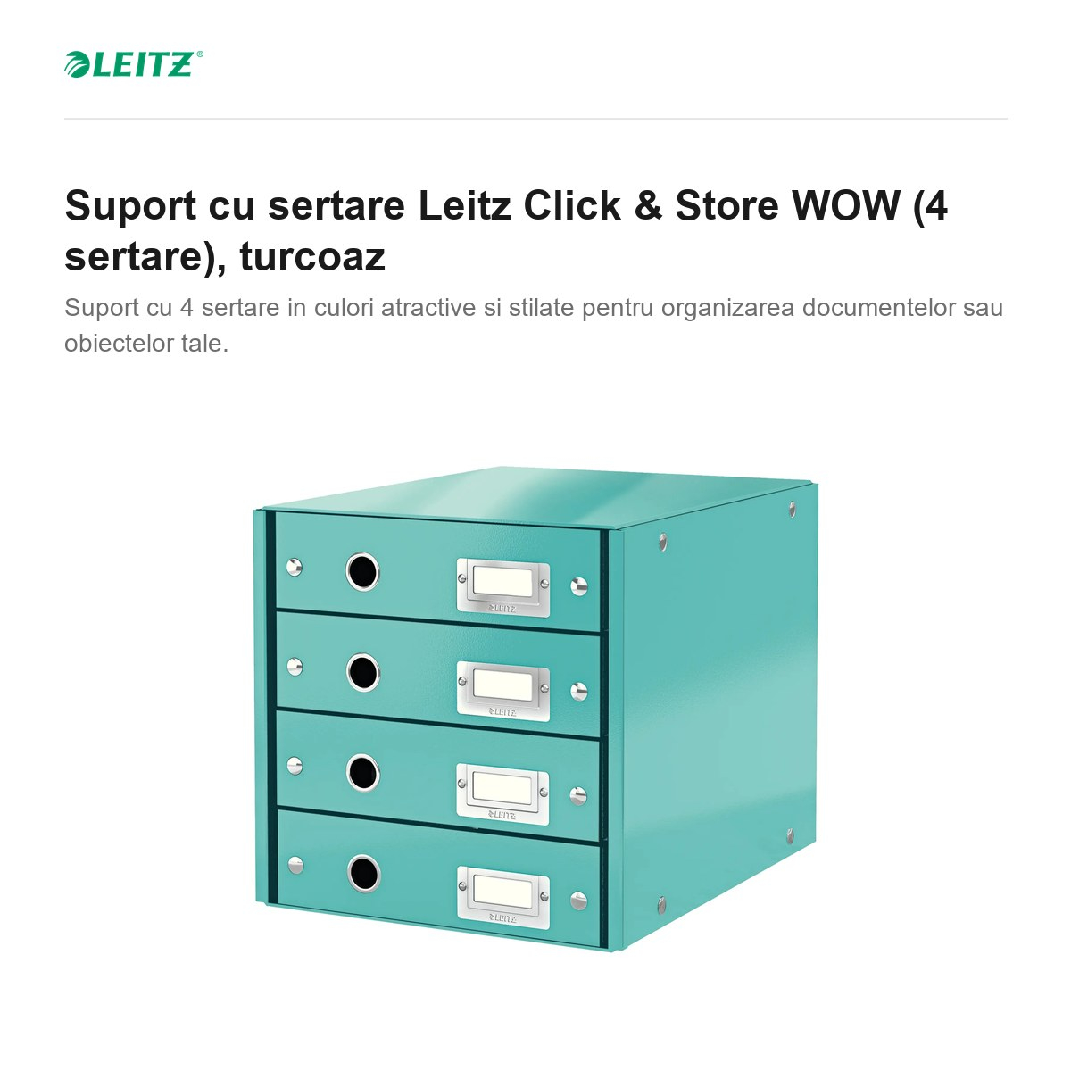 Suport cu sertare Leitz Click & Store WOW (4 sertare), turcoaz [2]