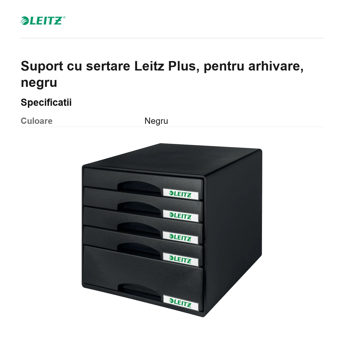 Suport cu sertare Leitz Plus, pentru arhivare, negru [3]