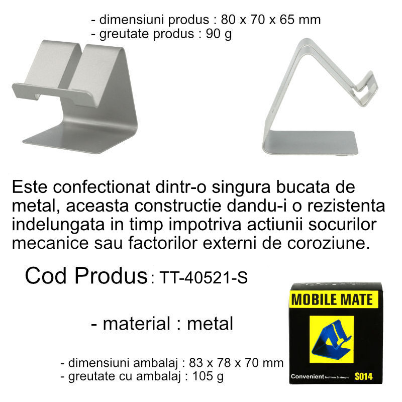 Suport de birou pentru telefon, 40521 Desk Holder S014 - S , din metal, argintiu [10]