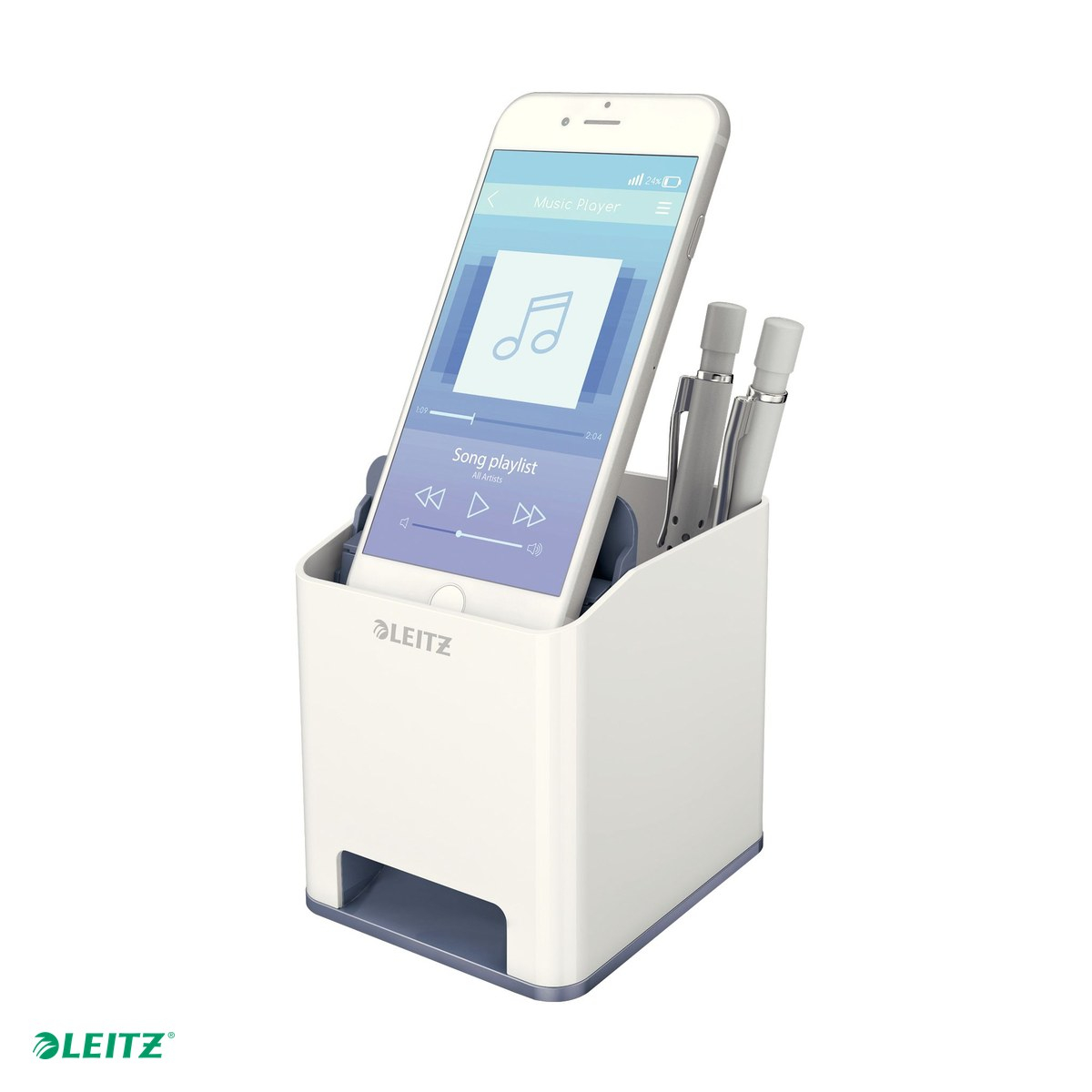Suport instrumente de scris Leitz WOW cu amplificare sunet, culori duale, alb [5]
