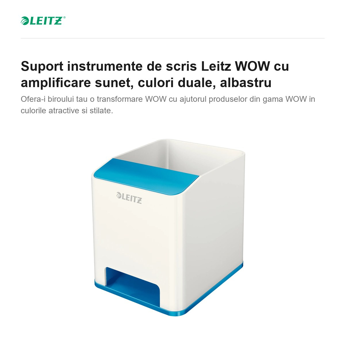 Suport instrumente de scris Leitz WOW cu amplificare sunet, culori duale, albastru [2]