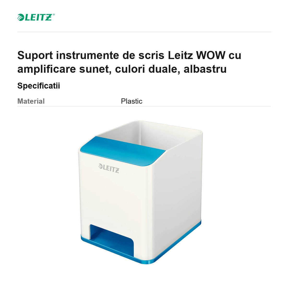 Suport instrumente de scris Leitz WOW cu amplificare sunet, culori duale, albastru [3]