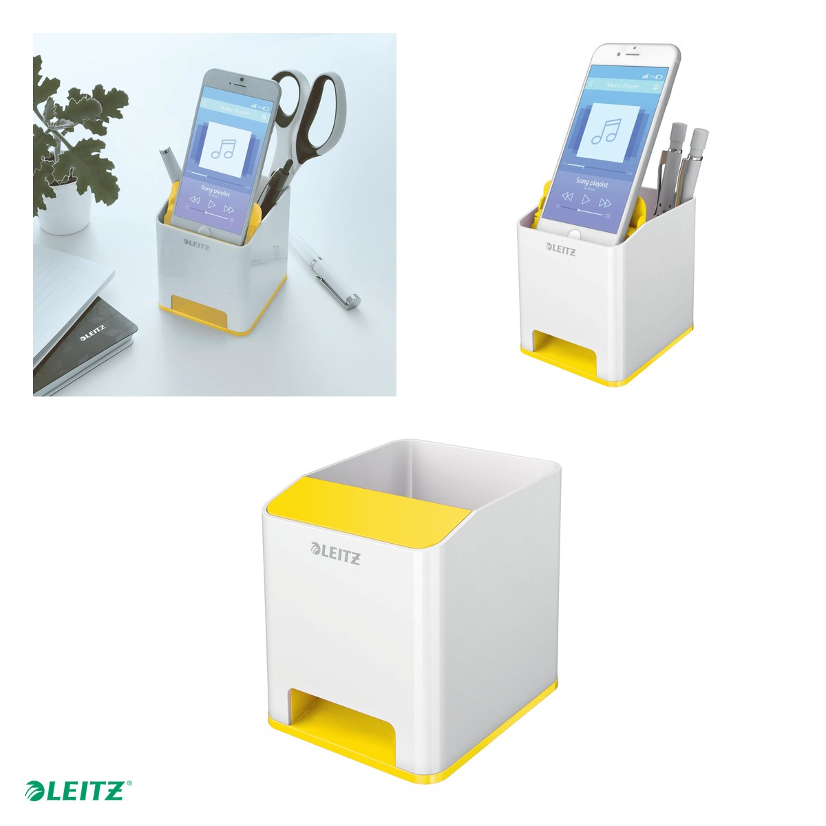 Suport instrumente de scris Leitz WOW cu amplificare sunet, culori duale, galben [4]