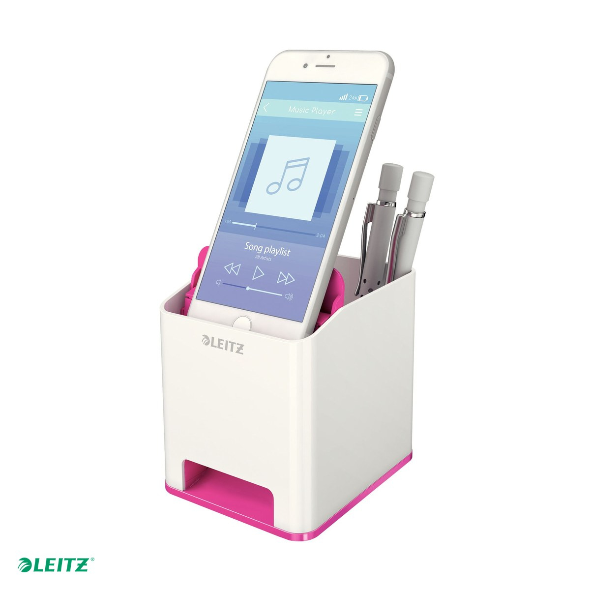 Suport instrumente de scris Leitz WOW cu amplificare sunet, culori duale, roz [5]
