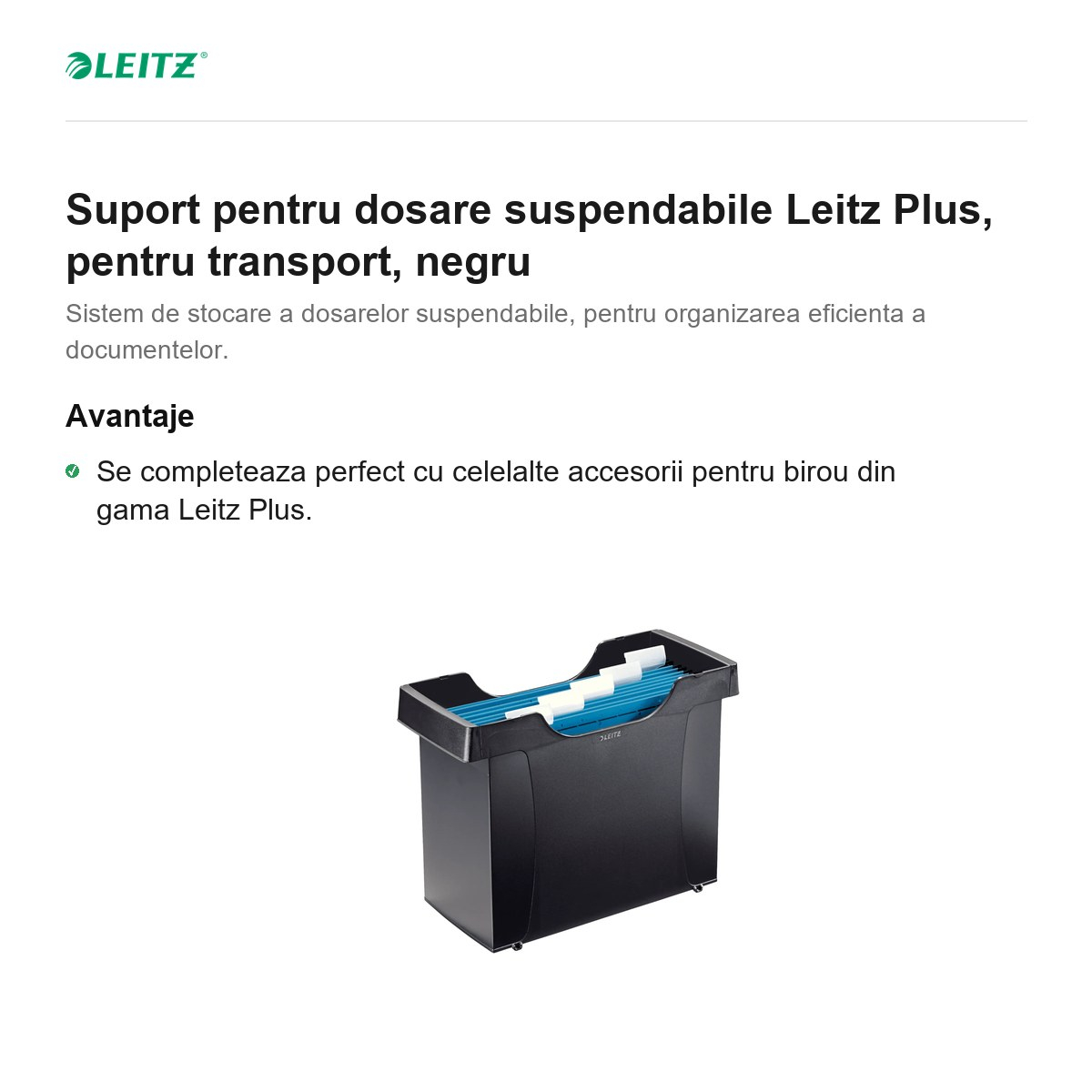 Suport pentru dosare suspendabile Leitz Plus, pentru transport, negru [2]