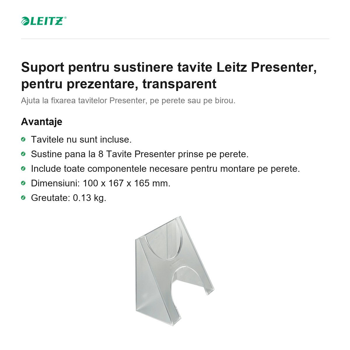 Suport pentru sustinere tavite Leitz Presenter, pentru prezentare, transparent [2]