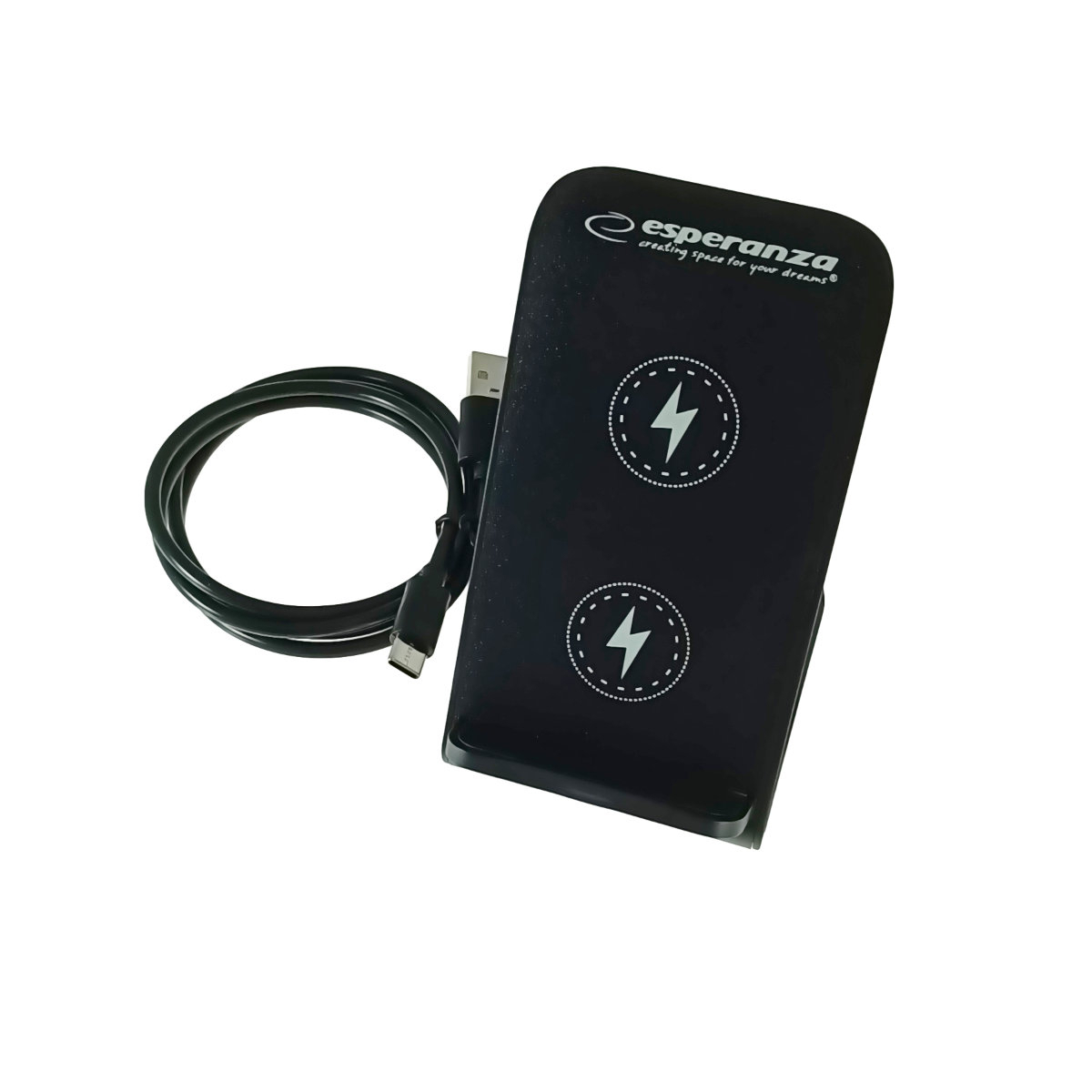 Suport smartphone cu incarcare wireless, Esperanza 95871, 15W, USB-C, indicator LED, negru [6]