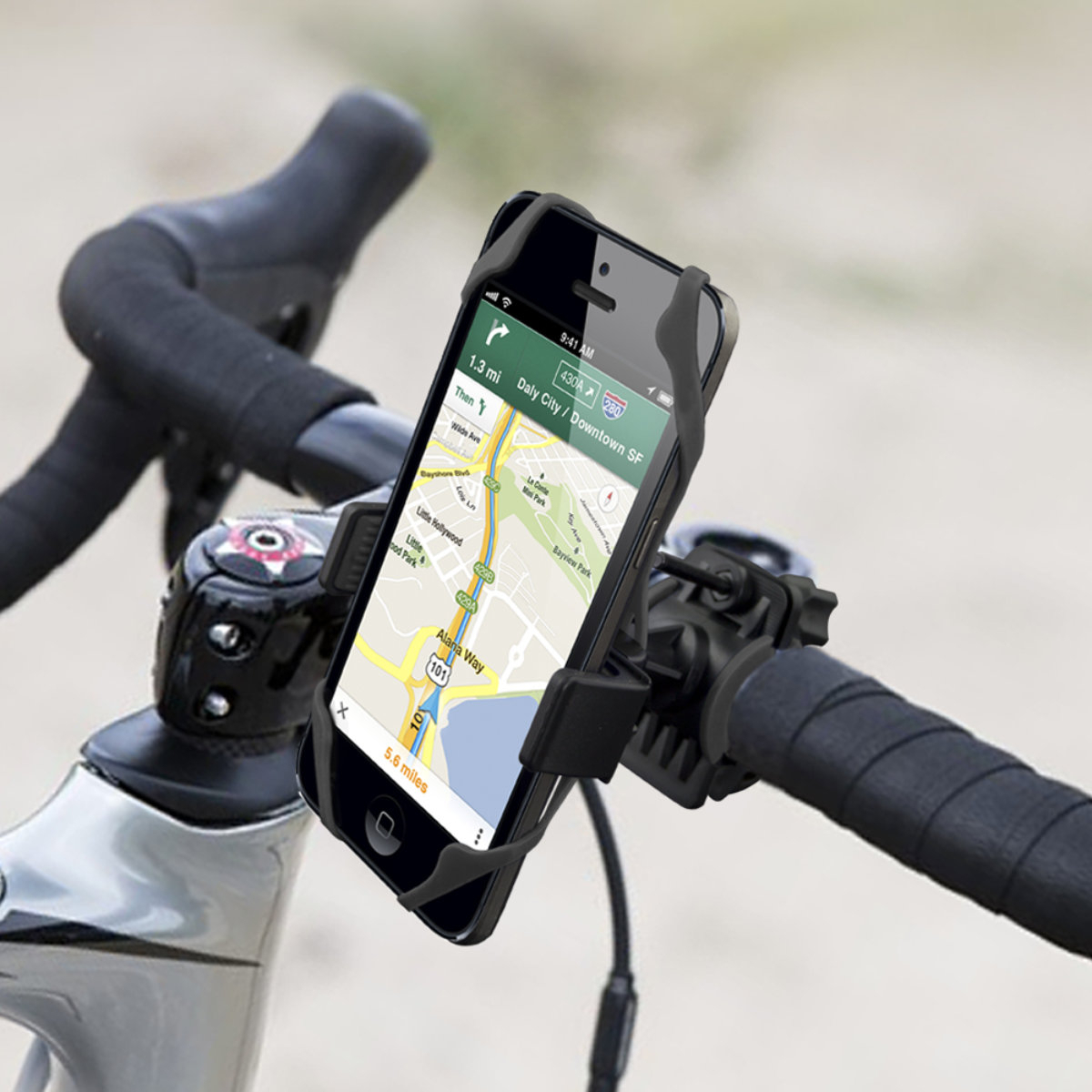 Suport smartphone pentru ghidon bicicleta, Esperanza Rider, latime reglabila 55 - 90 mm, cu benzi elastice, negru [9]