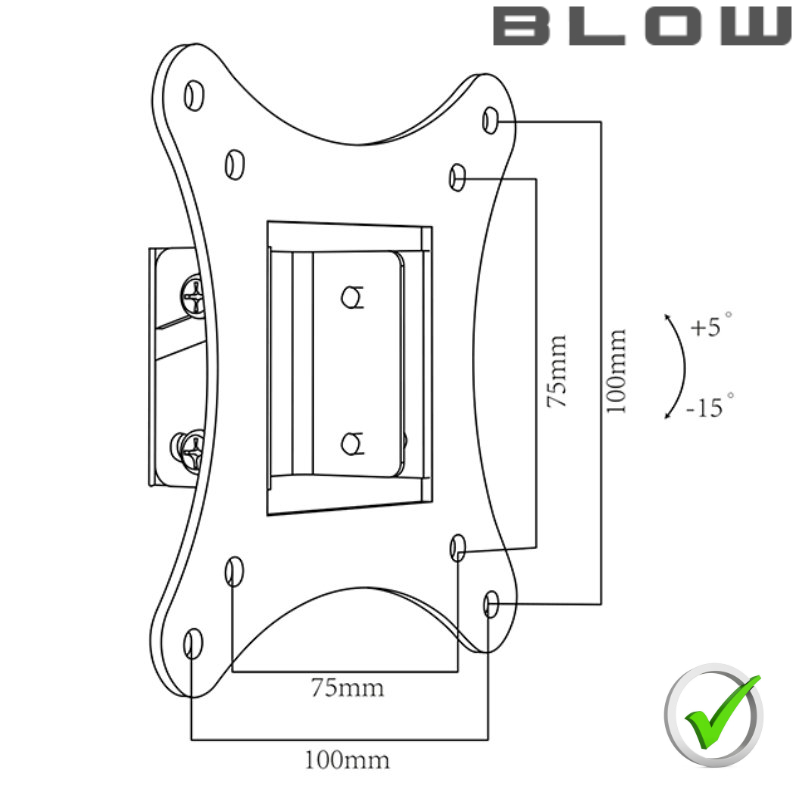 Suport TV/monitor universal, de perete, Blow 08172, 10-27 inch, 15kg max, VESA 75x75mm/100x100mm, negru [8]