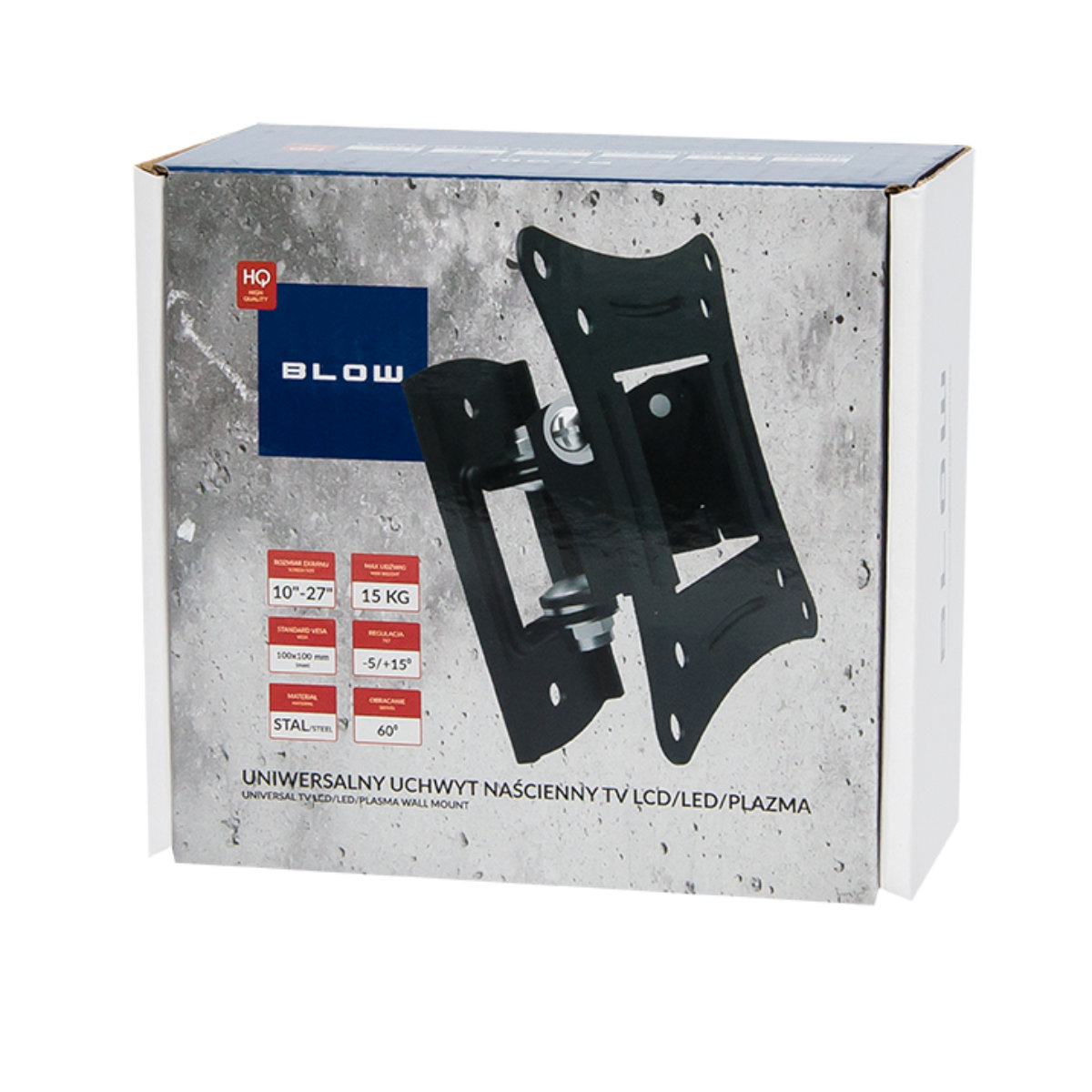 Suport TV/monitor universal, de perete, Blow 08174, rotire 60°, 10-27 inch, 15kg max, VESA 75x75mm/100x100mm, negru [6]