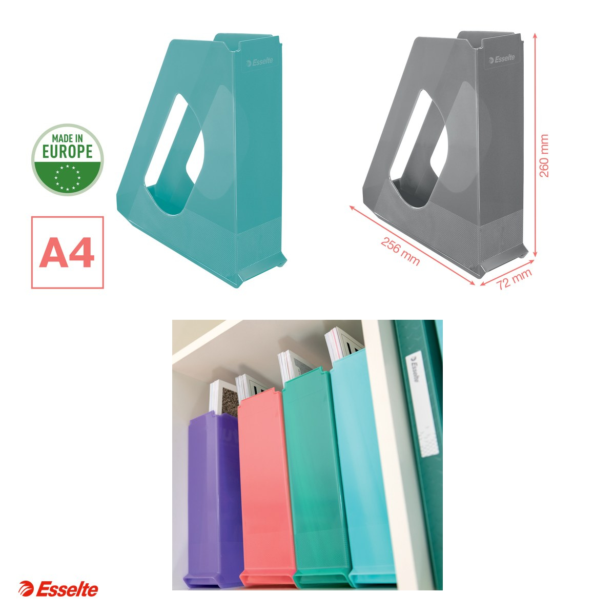 Suport vertical Esselte Colour'Breeze, pentru documente, PS, A4, albastru [4]