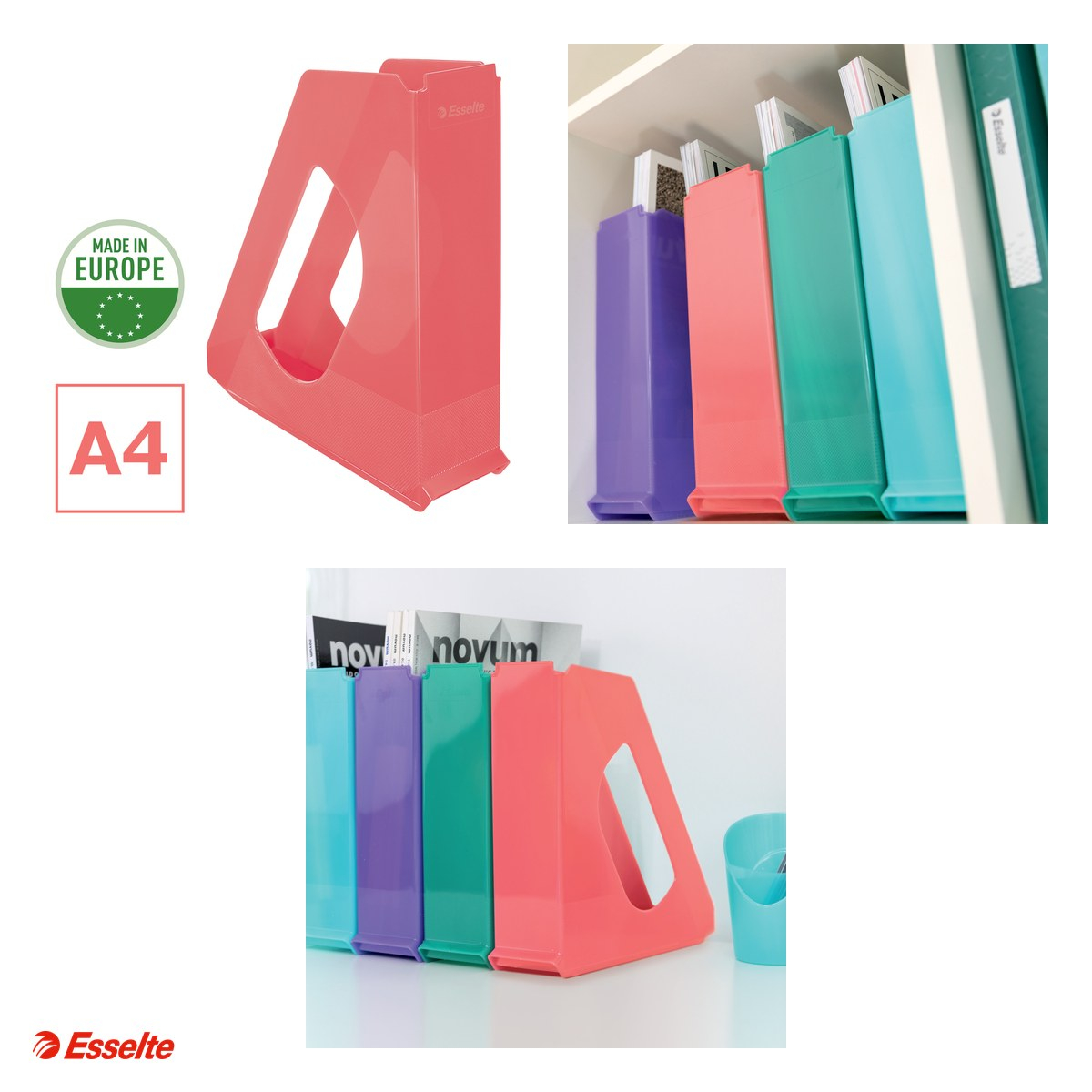 Suport vertical Esselte Colour'Breeze, pentru documente, PS, A4, corai [4]