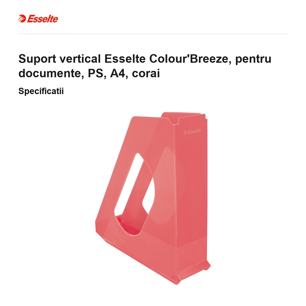 Suport vertical Esselte Colour'Breeze, pentru documente, PS, A4, corai [3]