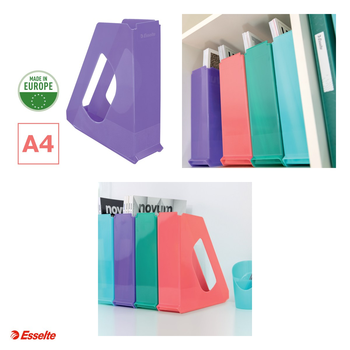 Suport vertical Esselte Colour'Breeze, pentru documente, PS, A4, lavanda [4]