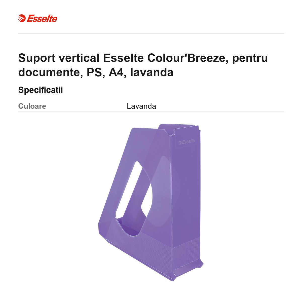 Suport vertical Esselte Colour'Breeze, pentru documente, PS, A4, lavanda [3]