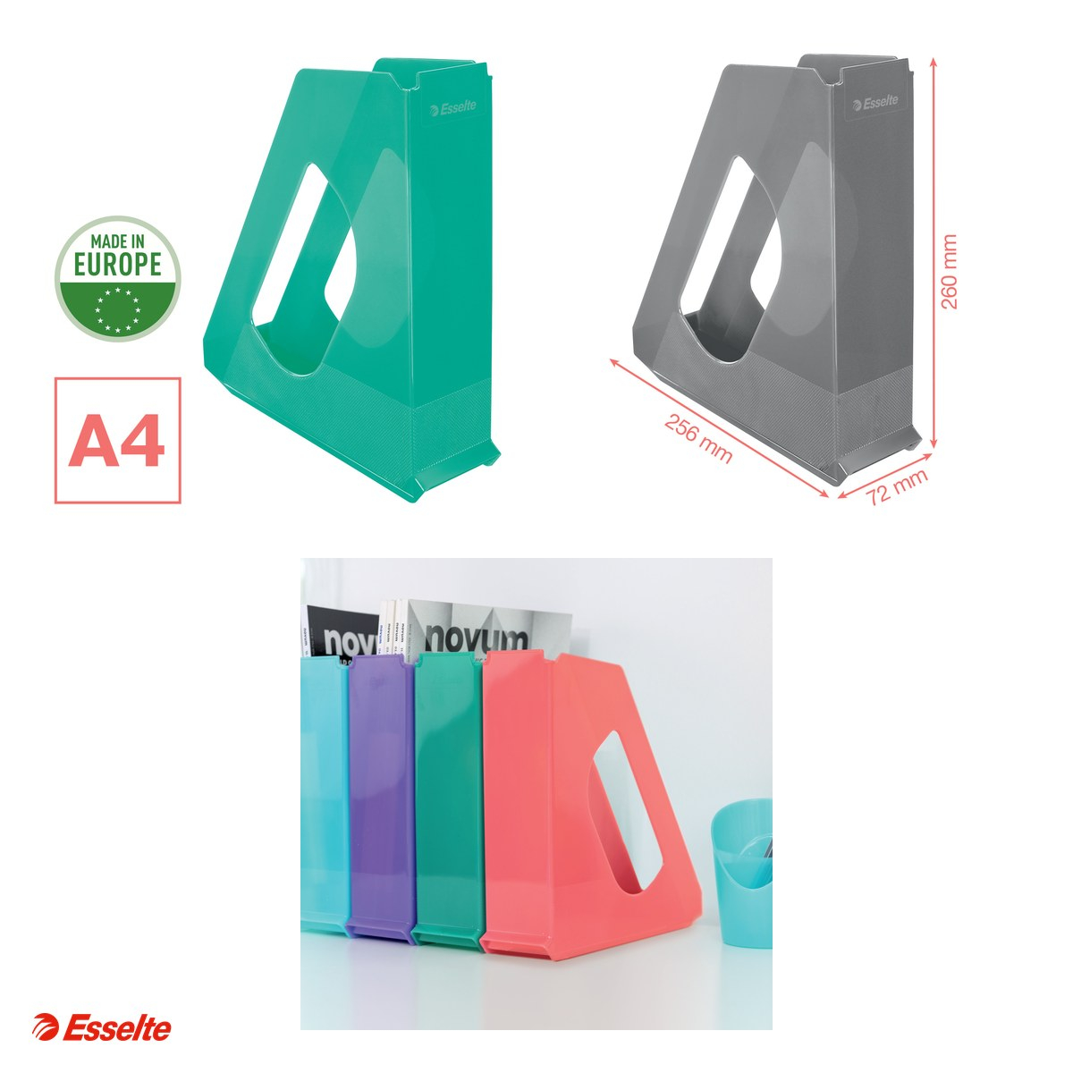 Suport vertical Esselte Colour'Breeze, pentru documente, PS, A4, verde [4]