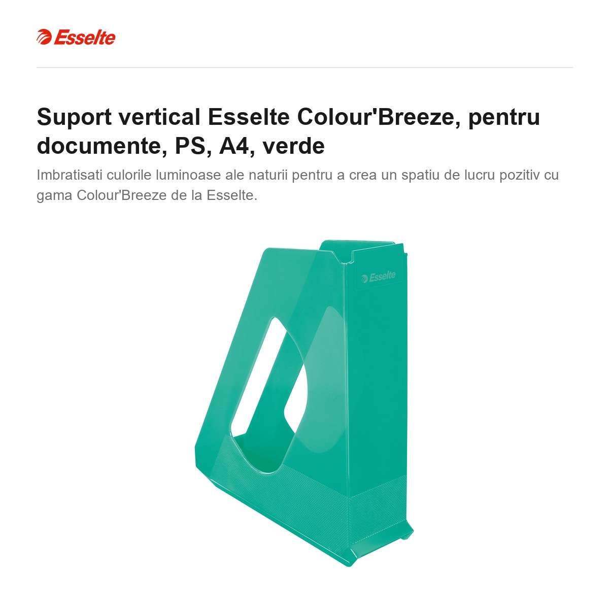 Suport vertical Esselte Colour'Breeze, pentru documente, PS, A4, verde [2]