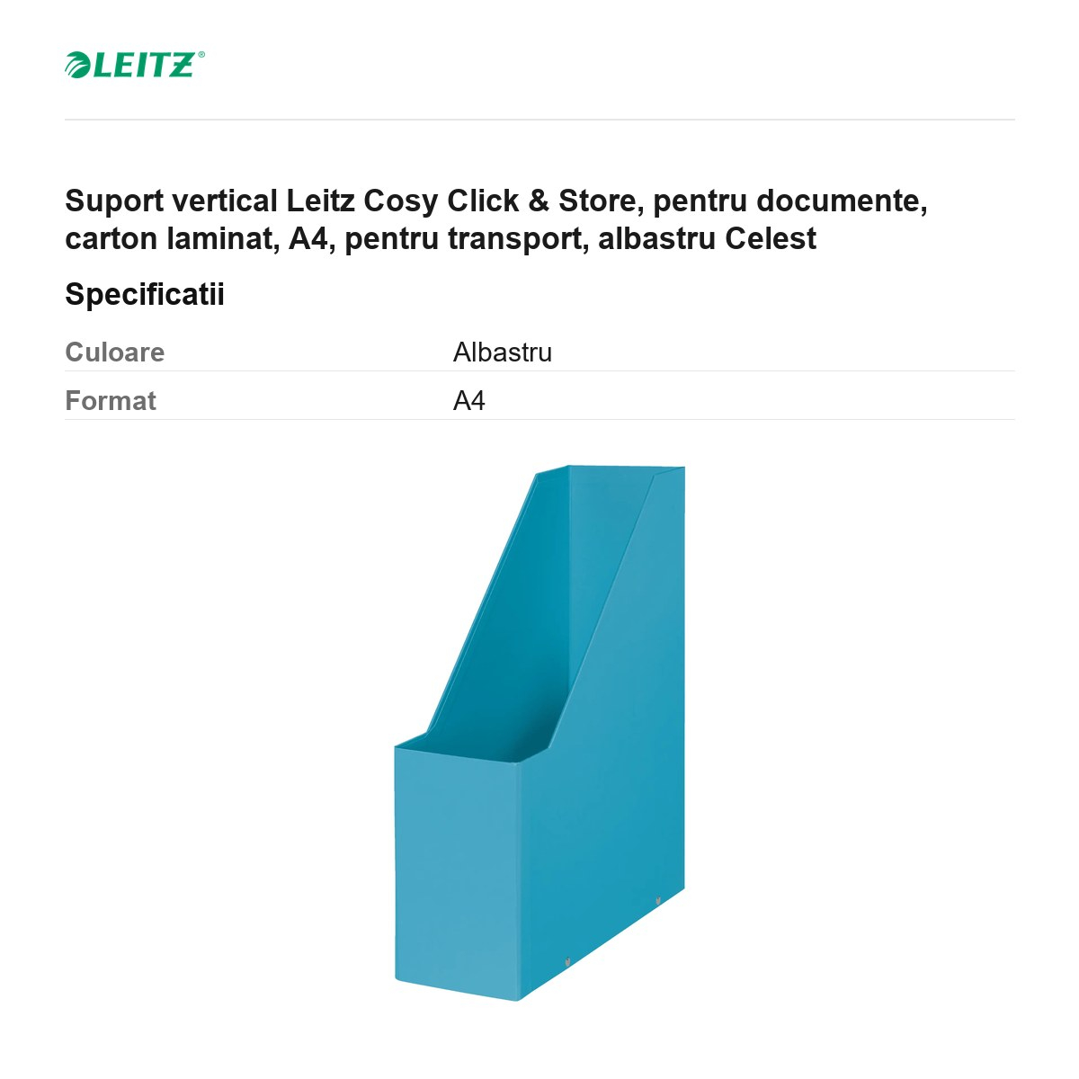 Suport vertical Leitz Cosy Click & Store, pentru documente, carton laminat, A4, pentru transport, albastru Celest [3]