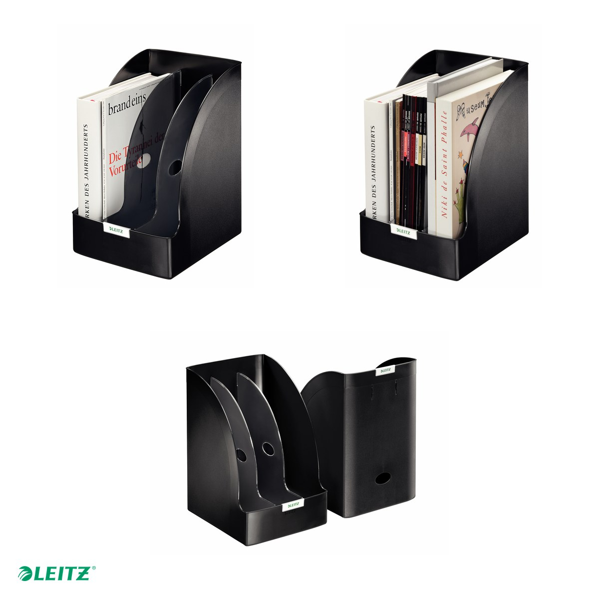Suport vertical Leitz Plus Jumbo, pentru cataloage, PS, A4, 2 separatoare incluse, capacitate 205 mm, negru [6]