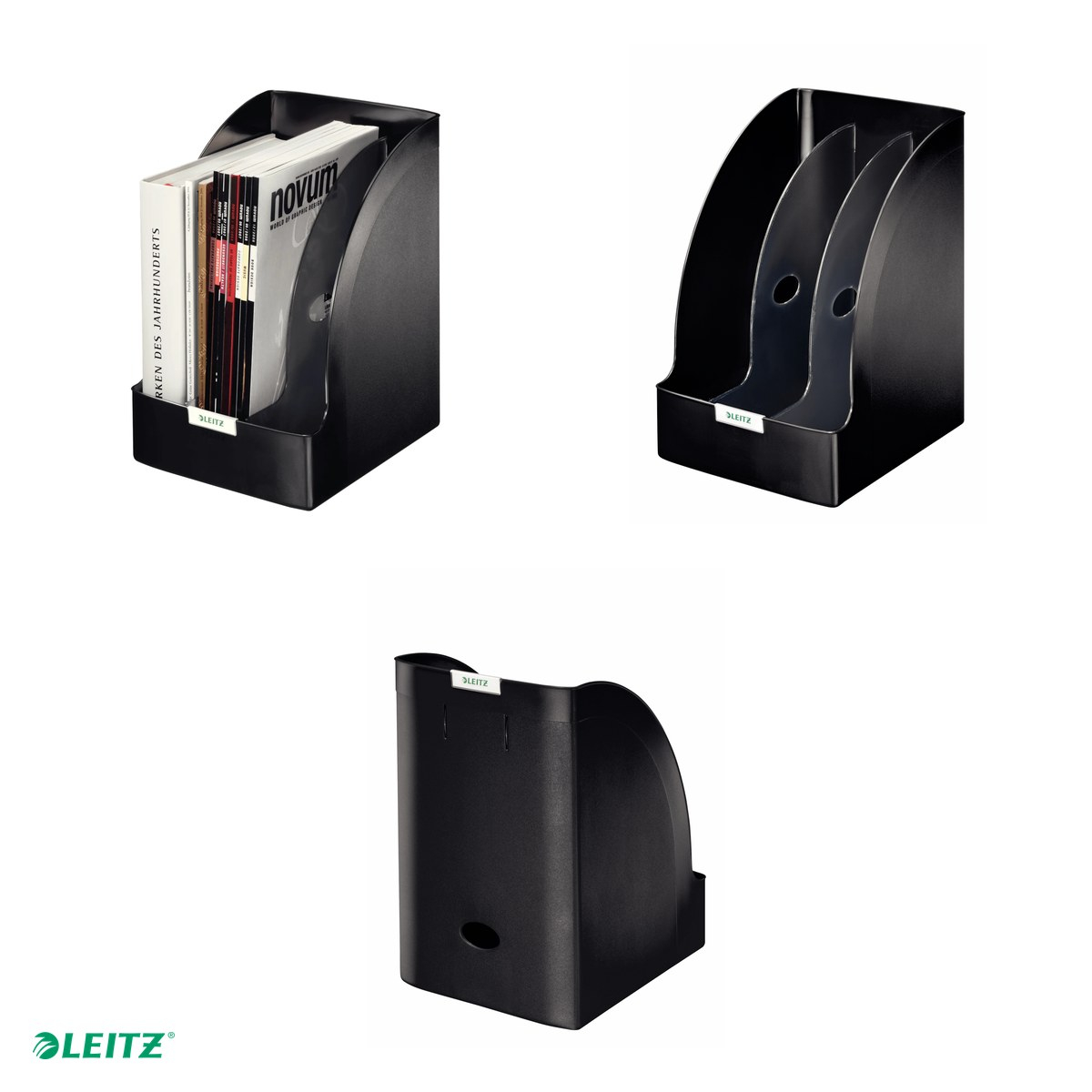 Suport vertical Leitz Plus Jumbo, pentru cataloage, PS, A4, 2 separatoare incluse, capacitate 205 mm, negru [5]