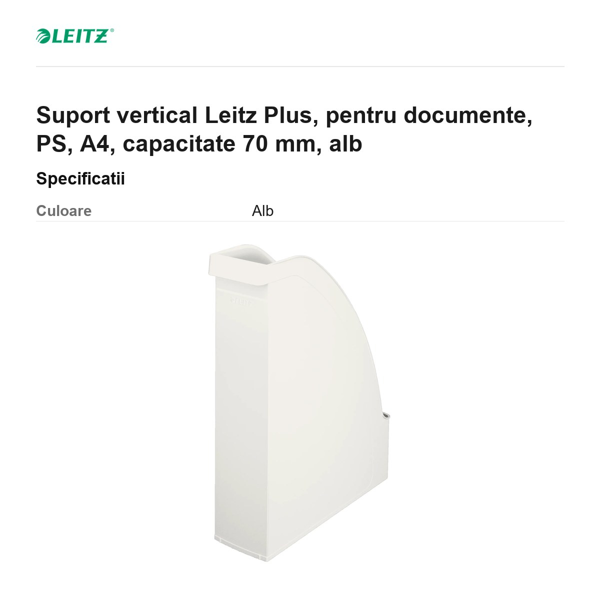 Suport vertical Leitz Plus, pentru documente, PS, A4, capacitate 70 mm, alb [3]