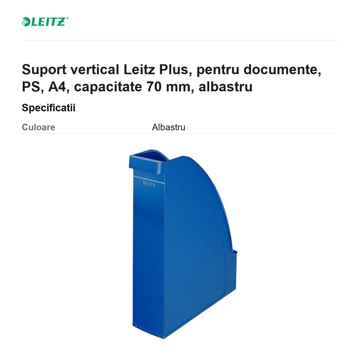 Suport vertical Leitz Plus, pentru documente, PS, A4, capacitate 70 mm, albastru [3]