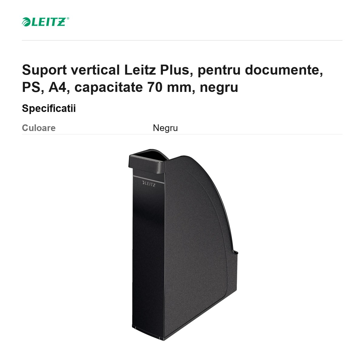 Suport vertical Leitz Plus, pentru documente, PS, A4, capacitate 70 mm, negru [3]