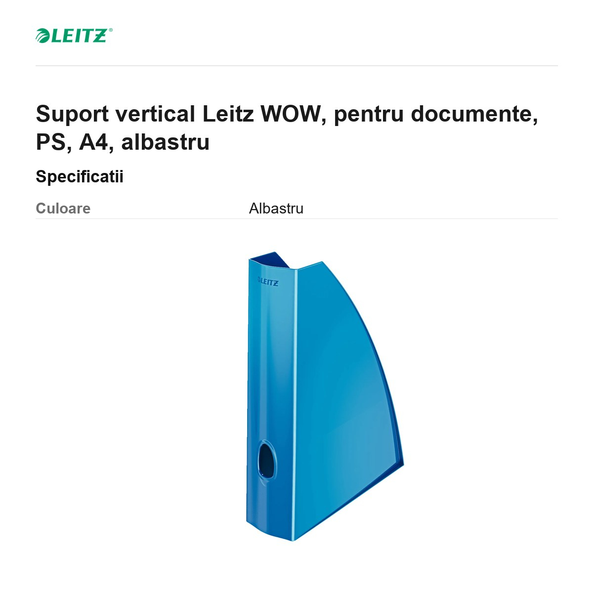 Suport vertical Leitz WOW, pentru documente, PS, A4, albastru [3]