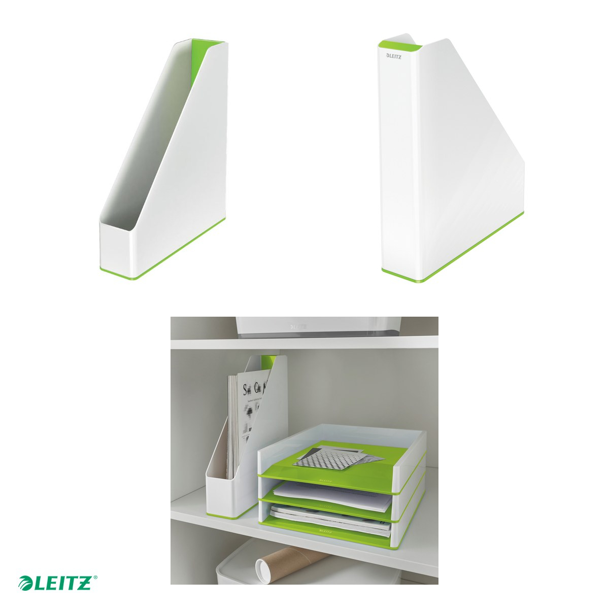 Suport vertical Leitz WOW, pentru documente, PS, A4, culori duale, verde [4]