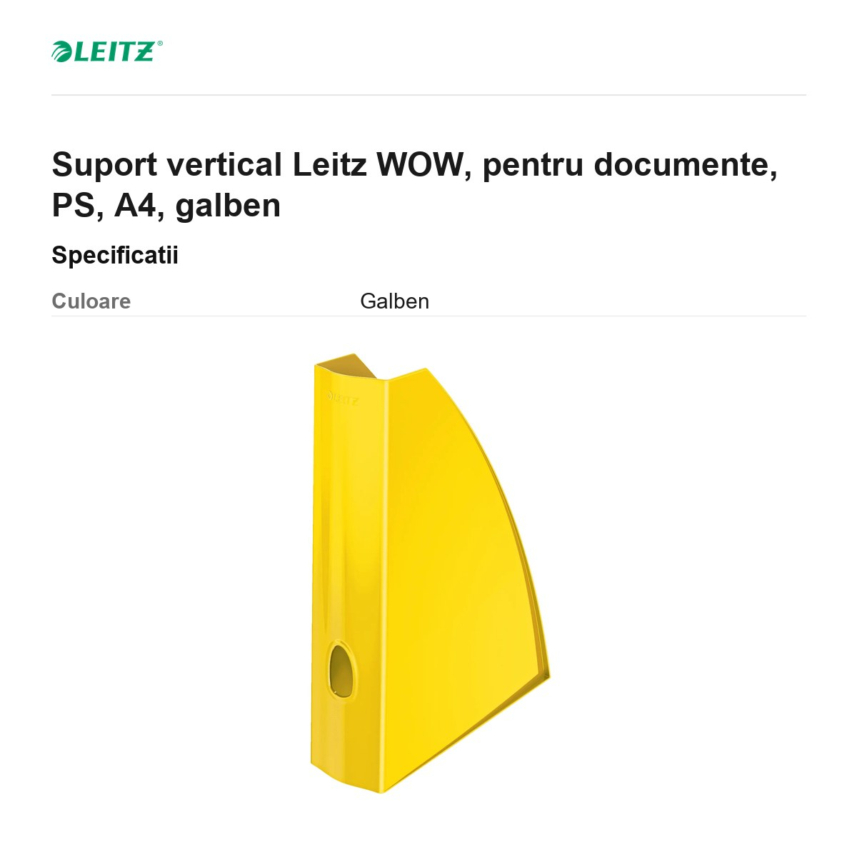 Suport vertical Leitz WOW, pentru documente, PS, A4, galben [3]