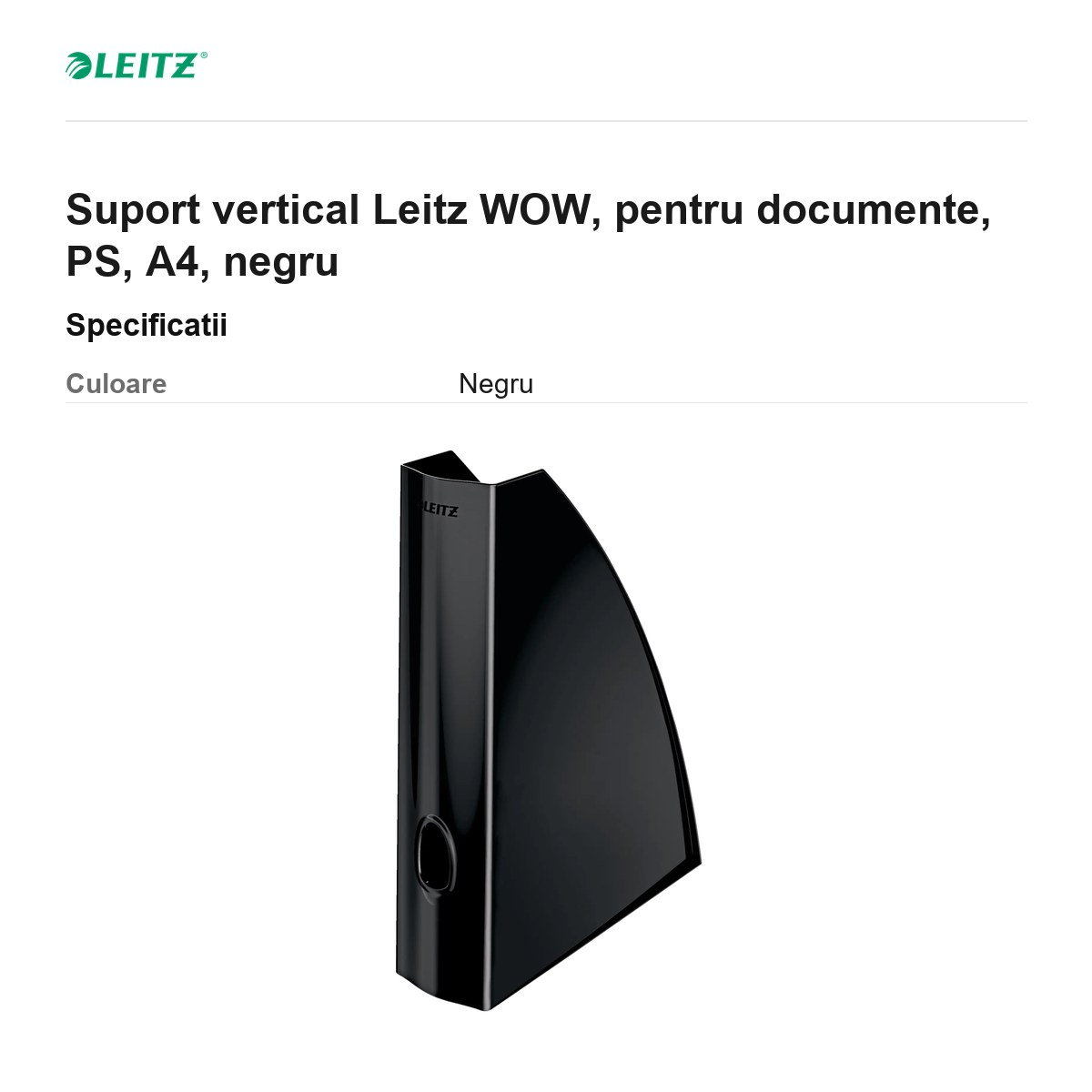 Suport vertical Leitz WOW, pentru documente, PS, A4, negru [3]