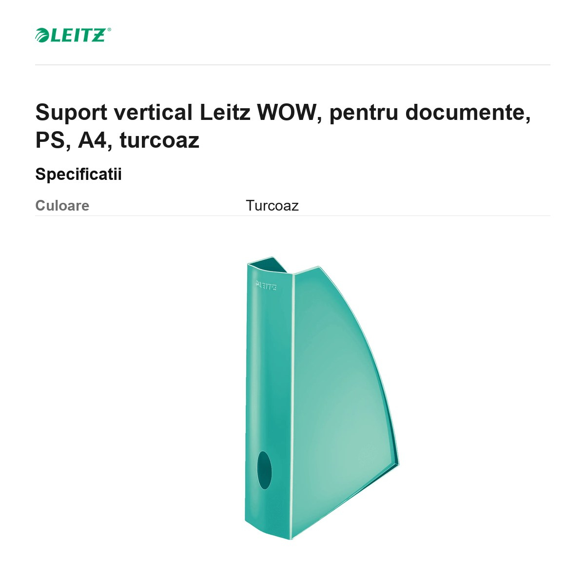 Suport vertical Leitz WOW, pentru documente, PS, A4, turcoaz [3]