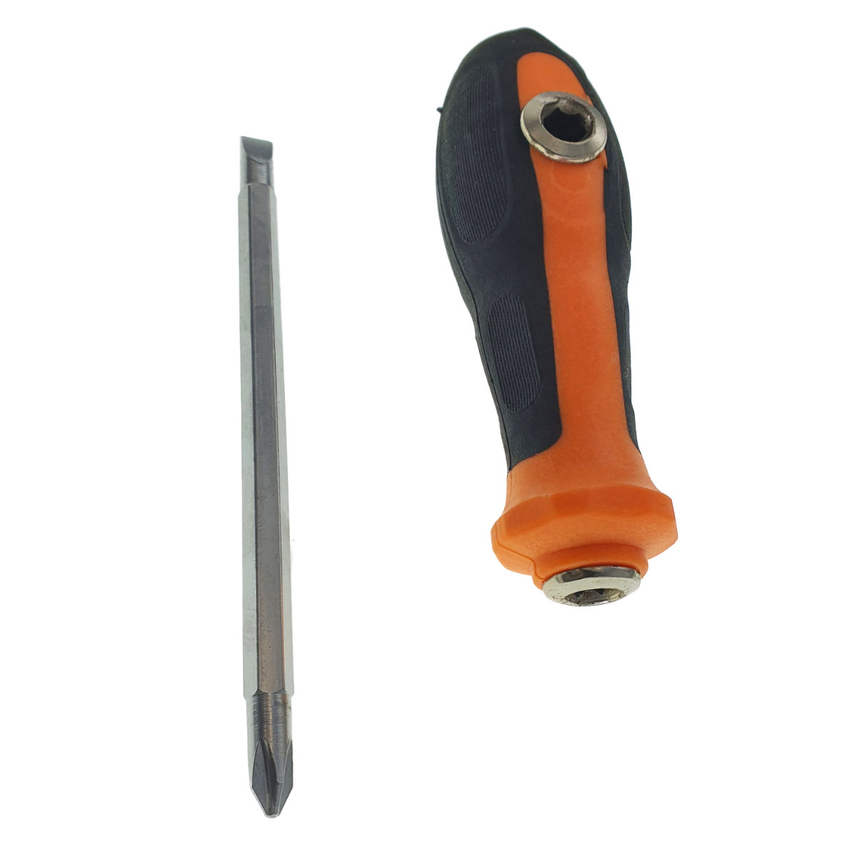 Surubelnita 2in1 cu cap plat si in cruce 6mm, tija 120mm, maner izolat anti-alunecare 105x35mm, negru cu portocaliu [1]