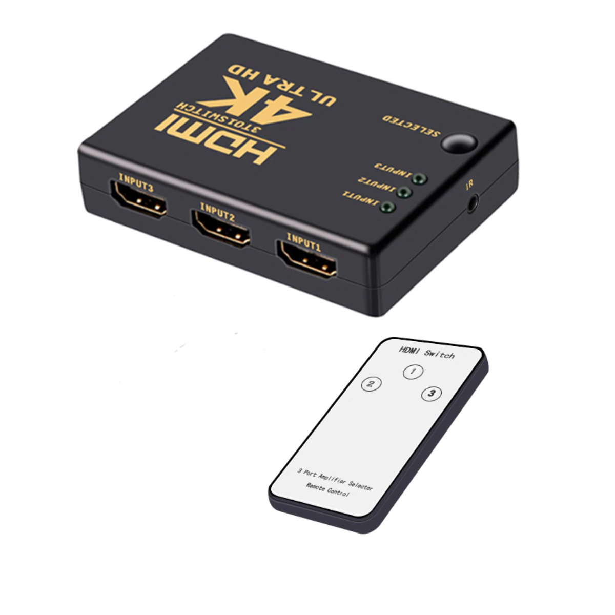 Switch HDMI 4K, cu 3 porturi de intrare si un port de iesire, 1080p, cu telecomanda [10]