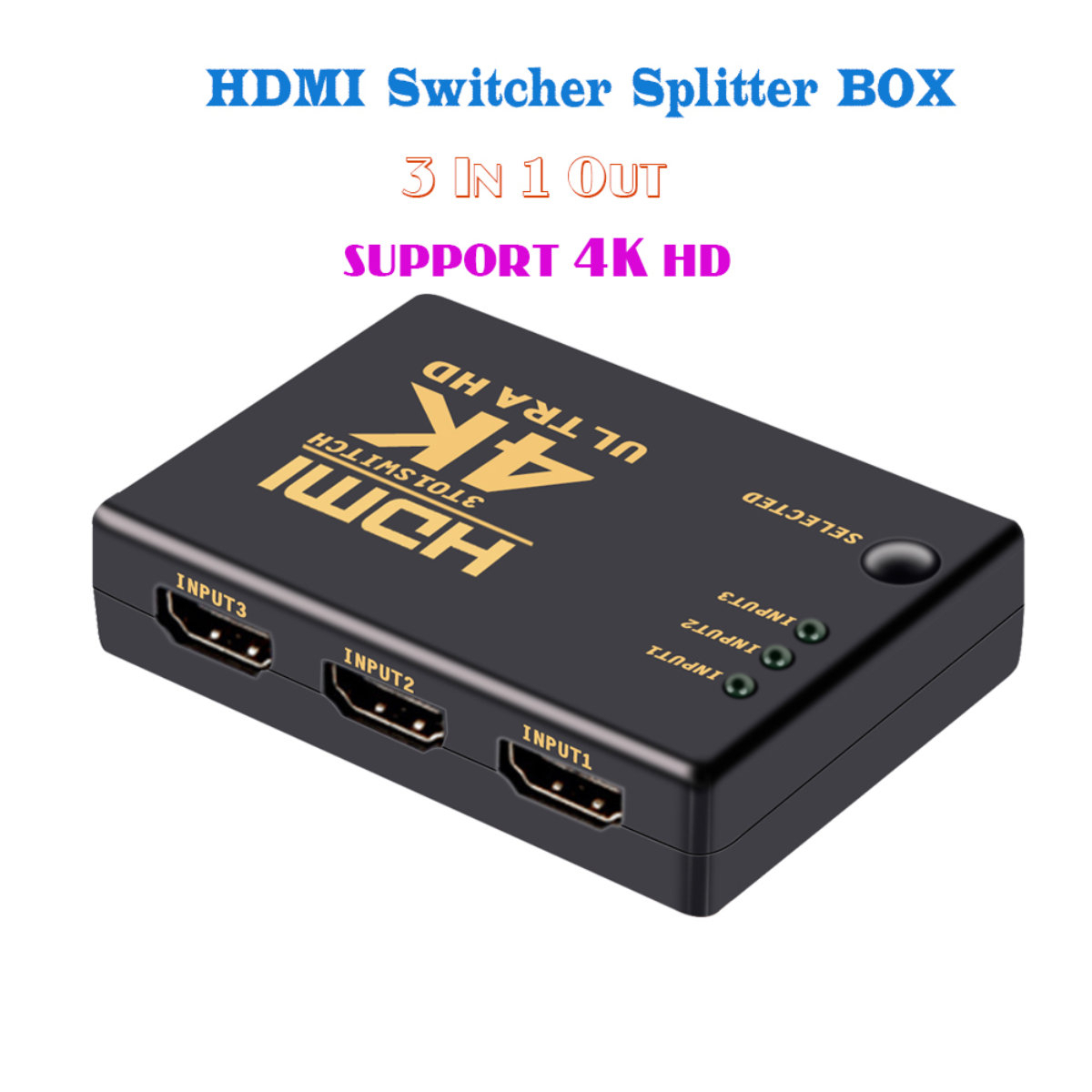Switch HDMI 4K, cu 3 porturi de intrare si un port de iesire, 1080p, cu telecomanda [11]