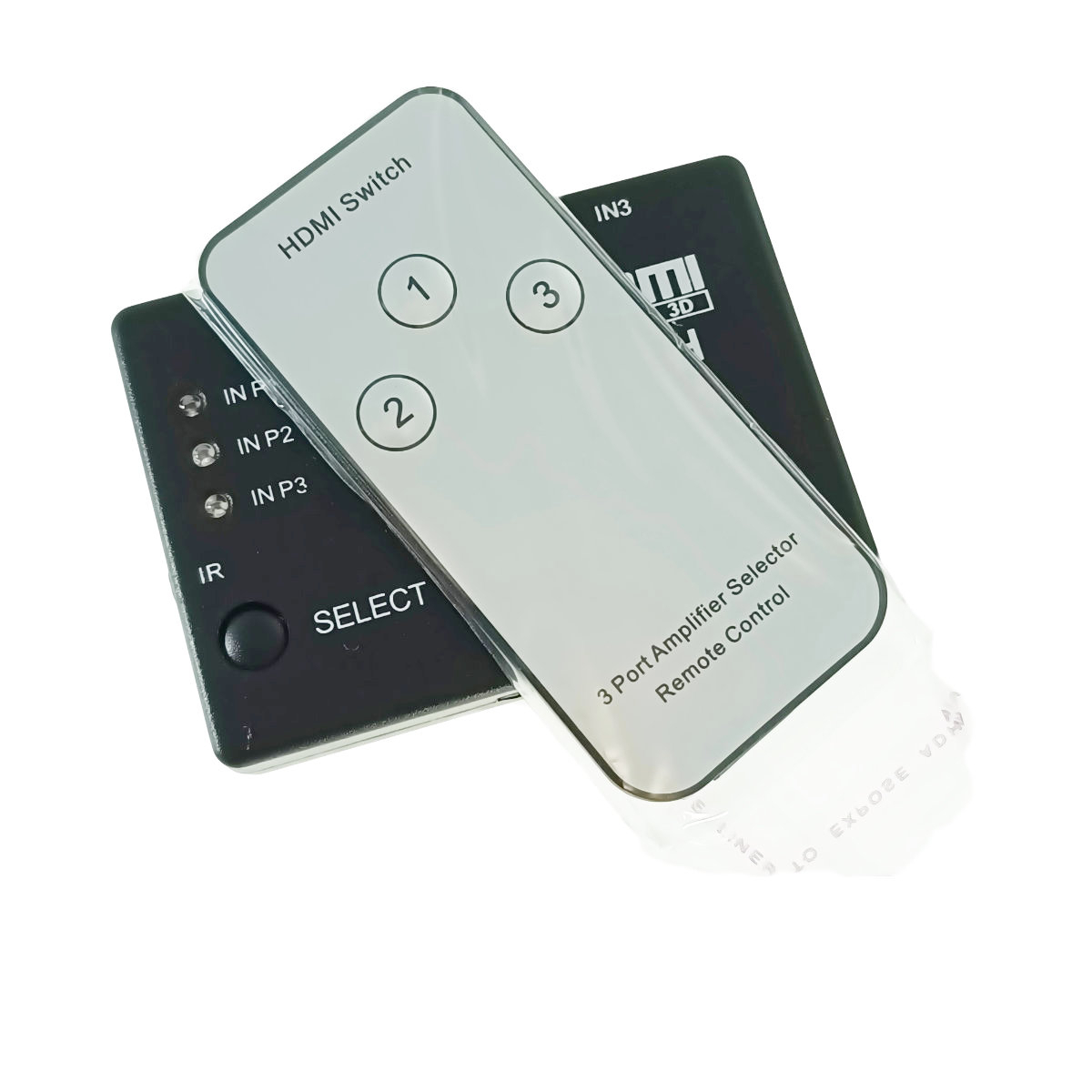 Switch HDMI FHD 1080p, cu 3 porturi de intrare si 1 port de iesire, cu telecomanda, negru [2]