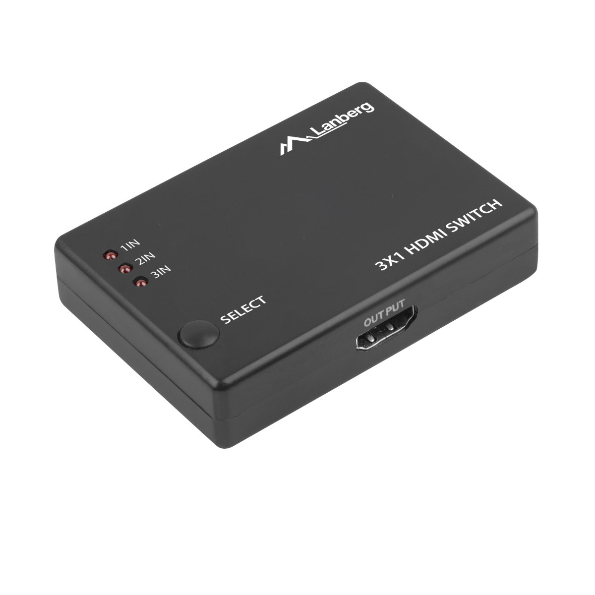 Switch video Lanberg 42433, comutator cu 3 intrari HDMI si un port de iesire HDMI 4K, 3D, telecomanda, alimentare microUSB 5V 1A, negru [1]