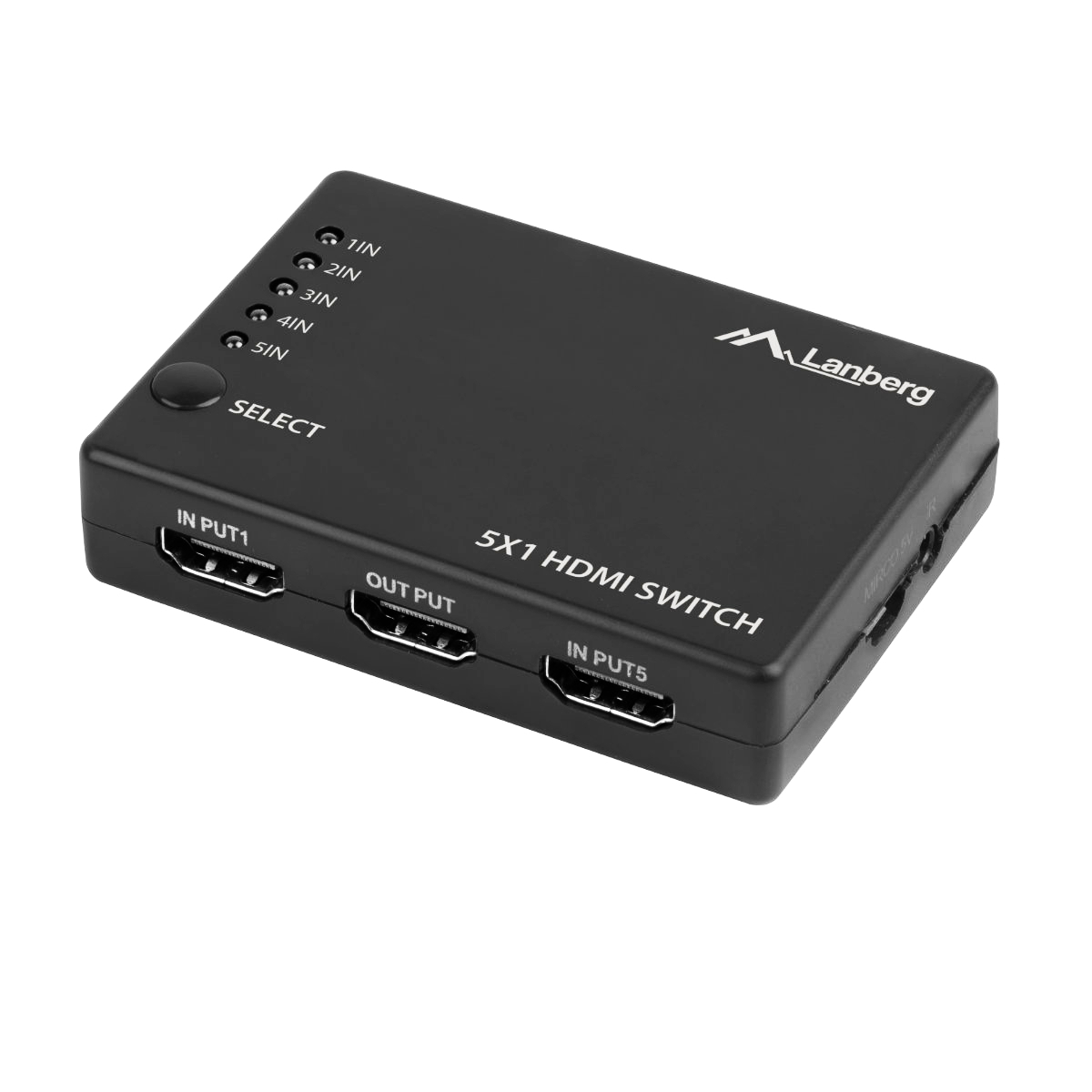 Switch video Lanberg 42434, comutator cu 5 intrari HDMI si un port de iesire HDMI 4K, 3D, telecomanda, alimentare microUSB 5V 1A, negru [5]