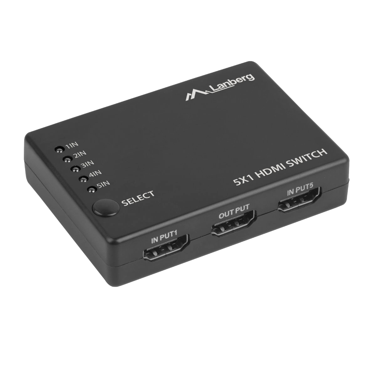 Switch video Lanberg 42434, comutator cu 5 intrari HDMI si un port de iesire HDMI 4K, 3D, telecomanda, alimentare microUSB 5V 1A, negru [1]