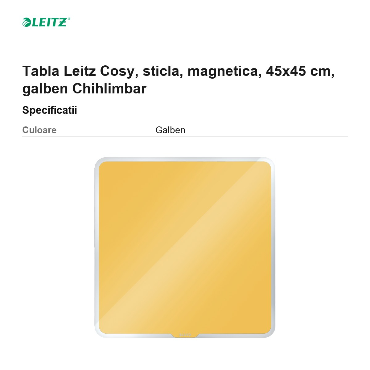 Tabla Leitz Cosy, sticla, magnetica, 45x45 cm, galben Chihlimbar [3]