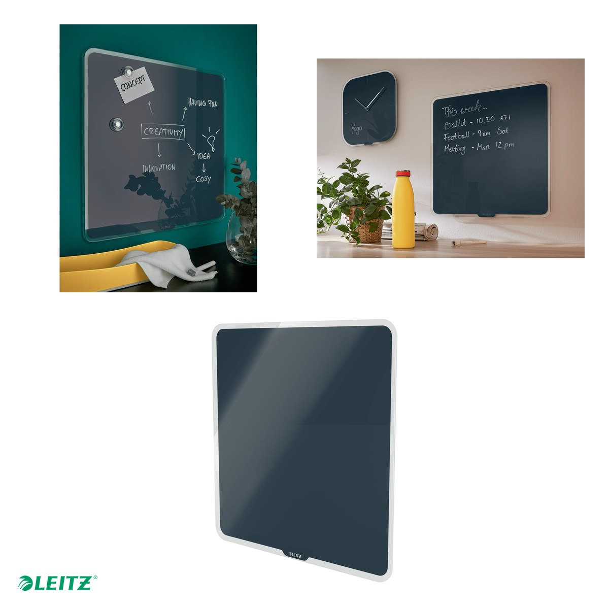 Tabla Leitz Cosy, sticla, magnetica, 45x45 cm, gri Antracit [4]