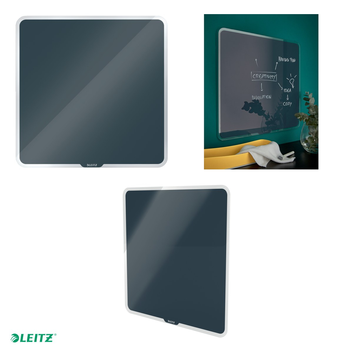 Tabla Leitz Cosy, sticla, magnetica, 45x45 cm, gri Antracit [5]