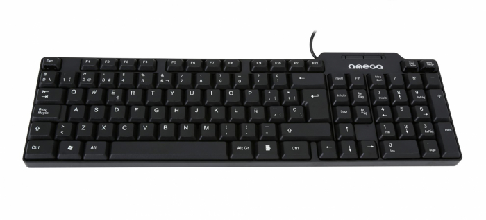 Tastatura cu adaptor OTG microUSB, Omega 41829 OK-05 US, 410x125x20mm, cablu alimentare USB 120cm, neagra [2]