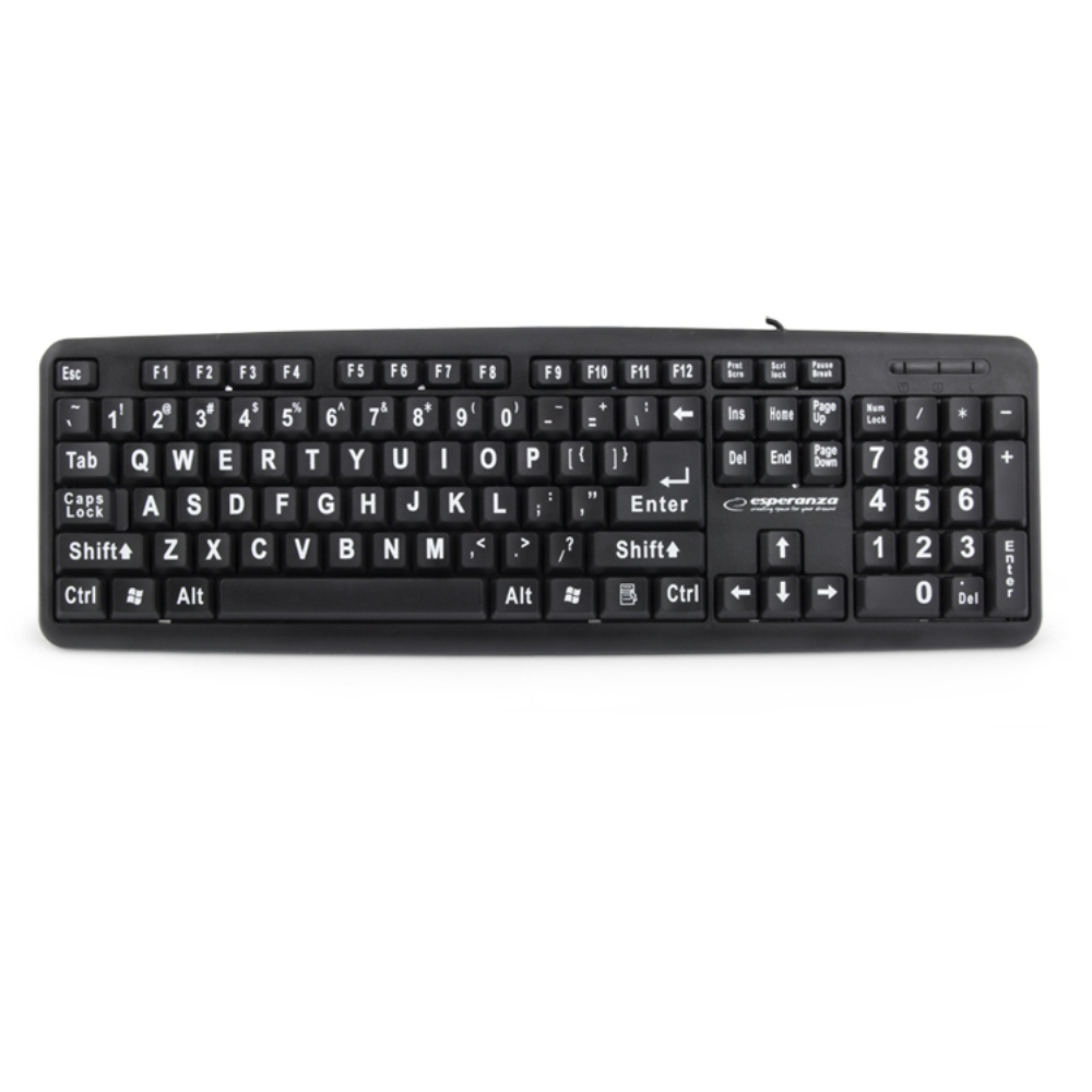 Tastatura cu fir si conectare USB , Esperanza Florida, cu litere si simboluri mari, 104 taste, neagra [5]